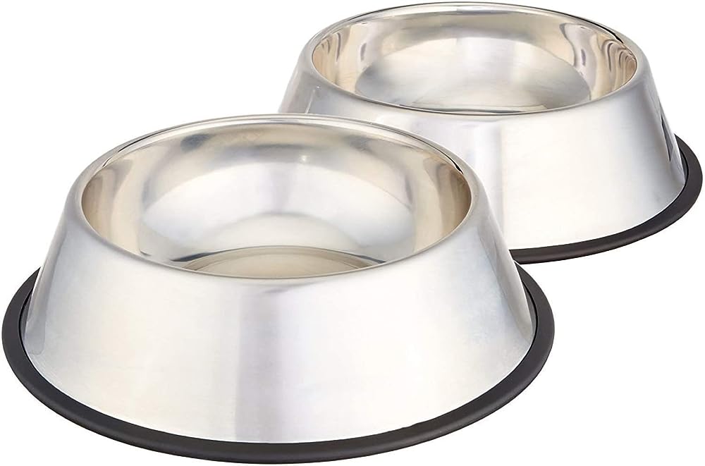 Amazon Basics Stainless Steel Dog Bowl, 2-Pack