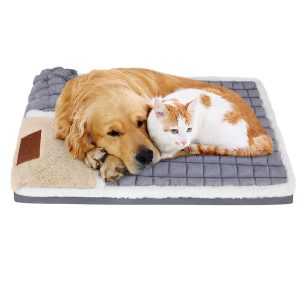 Lubardy Dog Bed Large Washable Dogs Cat Bed Cosy Puppy Bed Sofa Plush Pet Bed Removable Orthopedic Calming Mattress Mat For Dog Pet Cat Puppy Gray L